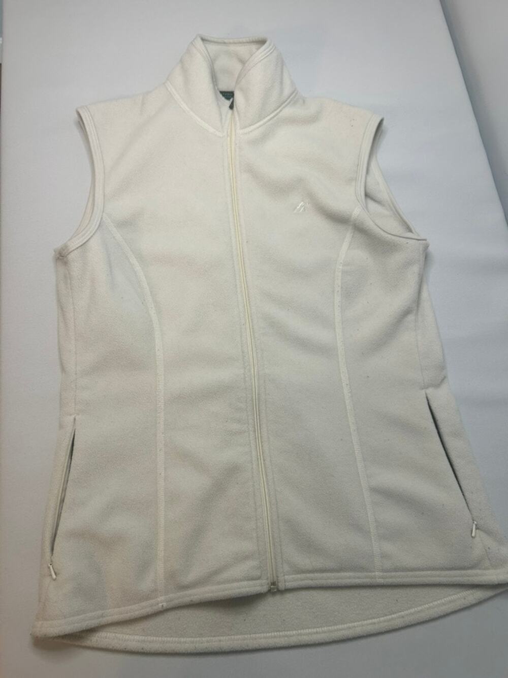 EMS Eastern Mountain Sports Womens S Cream Fleece Full Zip Vest Hiking Outdoor